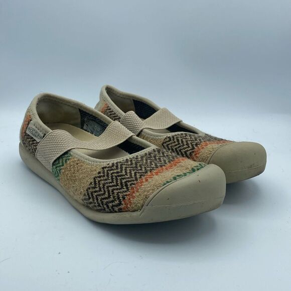 Keen Sienna Canvas Mary Jane Slip-on Shoes Tan Brown Yellow Green Women's 8 - Picture 1 of 8